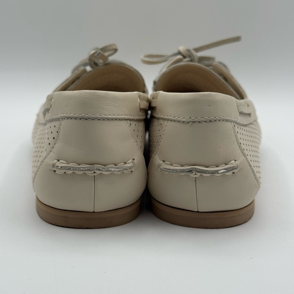 Dolce Vita Lakin Loafers Ivory Perforated Leather Boat Classic Lace-Up Flats - Picture 14 of 16